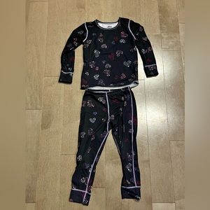 Hot Chillys Kids Toddler 4T Base layer Ski Set Purple Floral Hearts Preowned